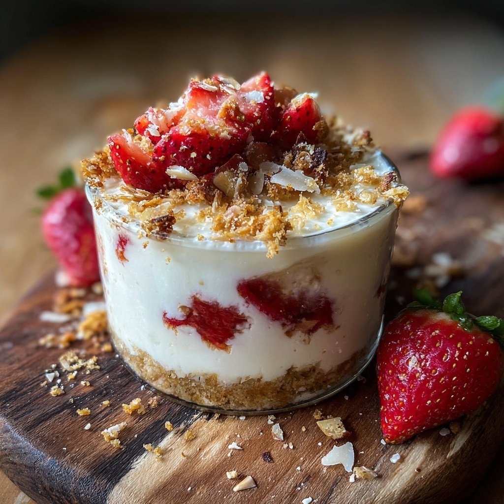 Erdbeer Quark Creme Mit Mandel Crunch